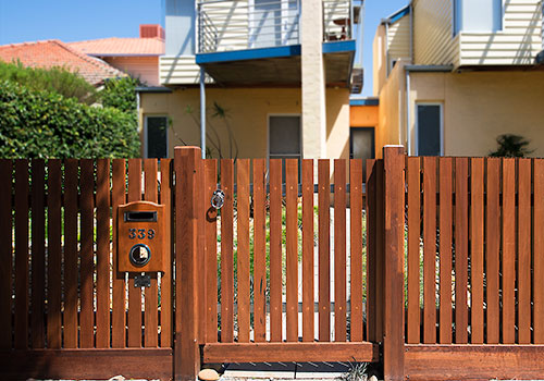 Merbau picket fence gate